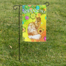 Katzen und Blume Willkommen