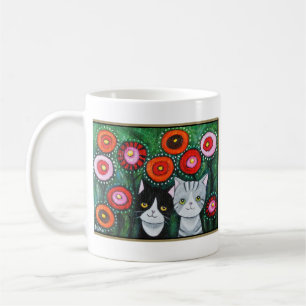 Katzen-und Blumen-bunte Kaffeetasse