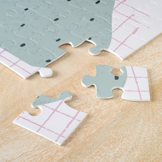 Katzen und Boho-Blume Zeichnete Personalisiert Puzzle (Seite)