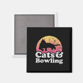 Katzen und Bowlinge, Katzen und Bowling von Männer Magnet (Vorderseite/Rückseite)
