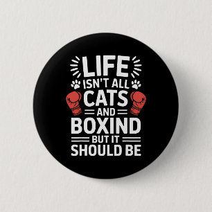 Katzen und Boxen Funny Boxing Button