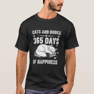 Katzen und Bücher Bücherwurm Leser Leseliebhaber V T-Shirt