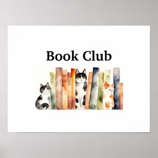 Katzen und Bücher: Buchklub Poster