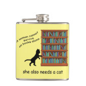 Katzen und Bücher Flachmann (Vorderseite)