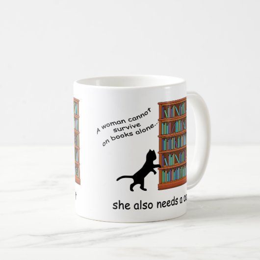 Katzen und Bücher Kaffeetasse (VorderseiteRechts)