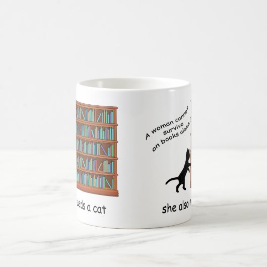 Katzen und Bücher Kaffeetasse (Mittel)