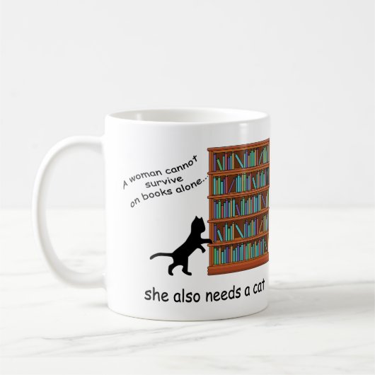 Katzen und Bücher Kaffeetasse (Links)