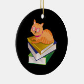 Katzen und Bücher Keramik Ornament (Rechts)