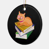 Katzen und Bücher Keramik Ornament (Links)