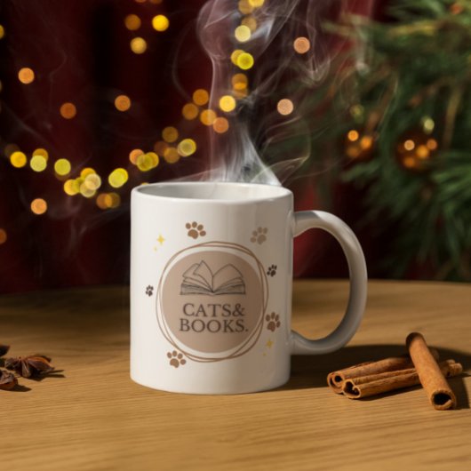 Katzen und Bücher minimalistische Tasse