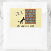 Katzen und Bücher Rechteckiger Aufkleber (Tasche)