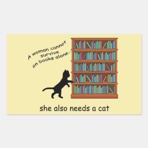 Katzen und Bücher Rechteckiger Aufkleber