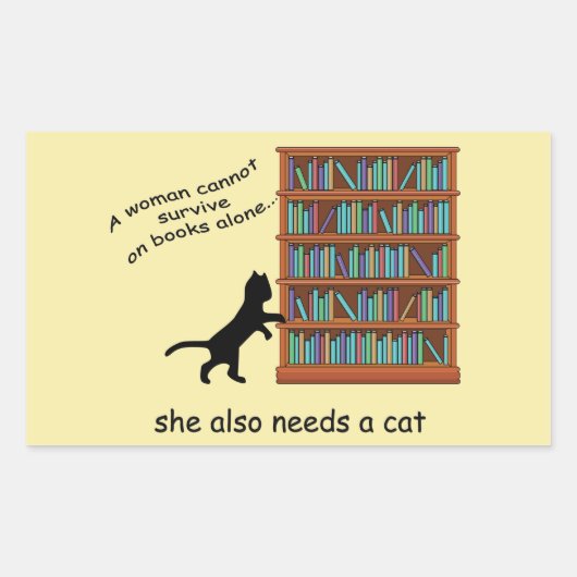 Katzen und Bücher Rechteckiger Aufkleber (Vorderseite)