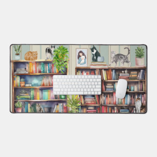 Katzen und Bücher Schreibtischunterlage