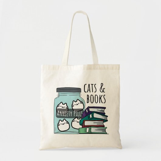 Katzen und Bücher Tragetasche (Vorne)