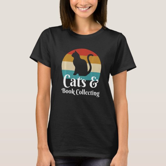 Katzen und Buchsammlung T-Shirt (Vorderseite)