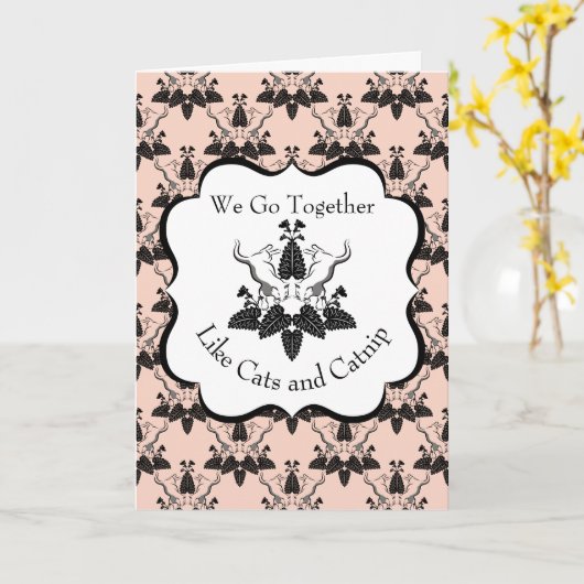 Katzen und Catnip Damask sehen Jubiläum aus Karte (Gelbe Blume)