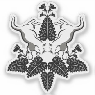 Katzen und Catnip-Silhouette Aufkleber