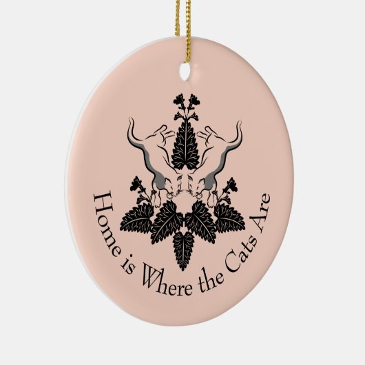 Katzen und Catnip-Silhouette Grafik Keramikornament (Rechts)