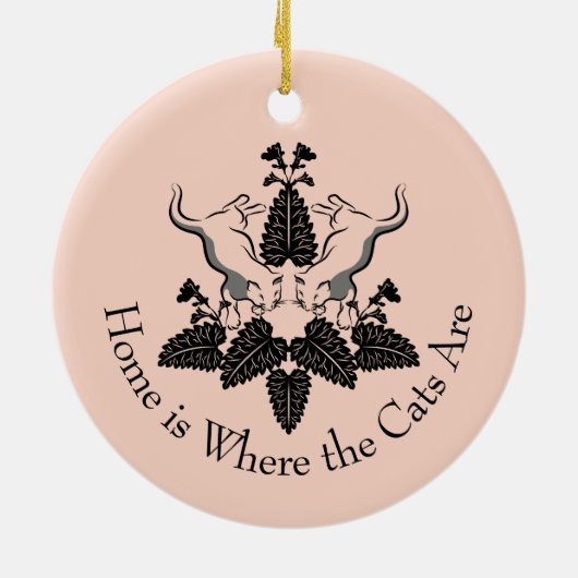 Katzen und Catnip-Silhouette Grafik Keramikornament (Hinten)