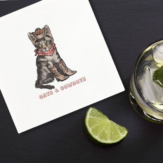Katzen und Cowboys Serviette