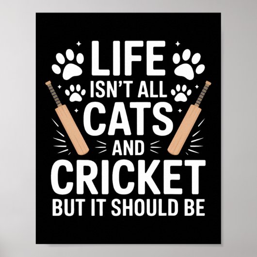 Katzen und Cricket lustiges Cricket Poster (Vorne)