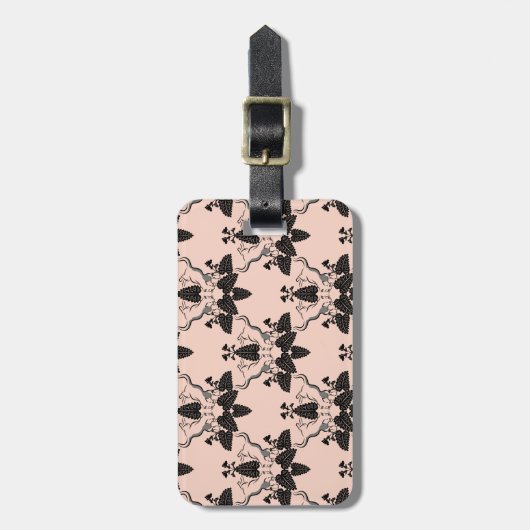 Katzen und Damasken-Muster Gepäckanhänger (Vorderseite vertikal)