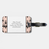 Katzen und Damasken-Muster Gepäckanhänger (Rückseite horizontal)