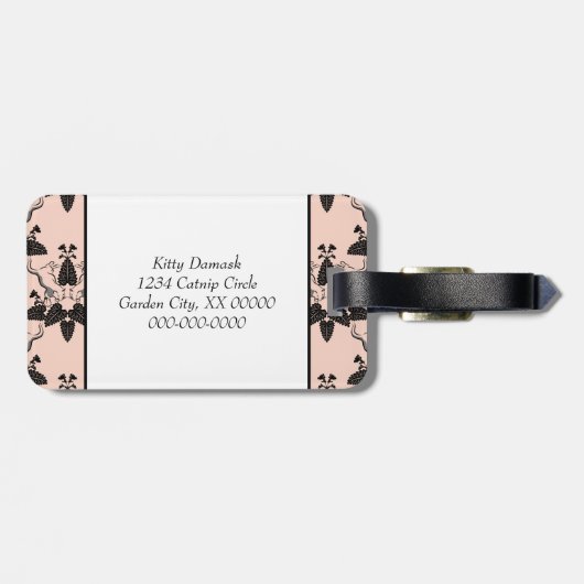 Katzen und Damasken-Muster Gepäckanhänger (Rückseite horizontal)