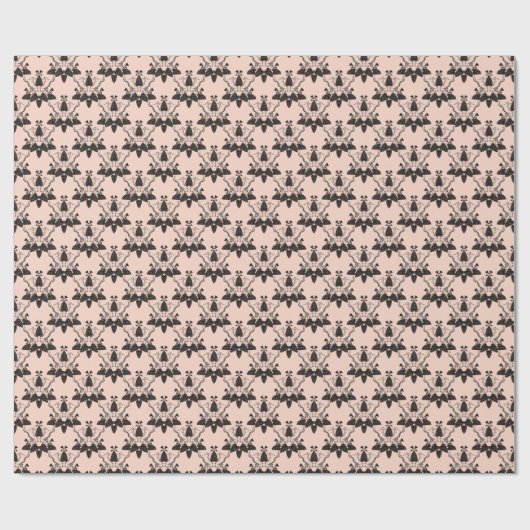 Katzen und Damasken-Muster Geschenkpapier (Flach)