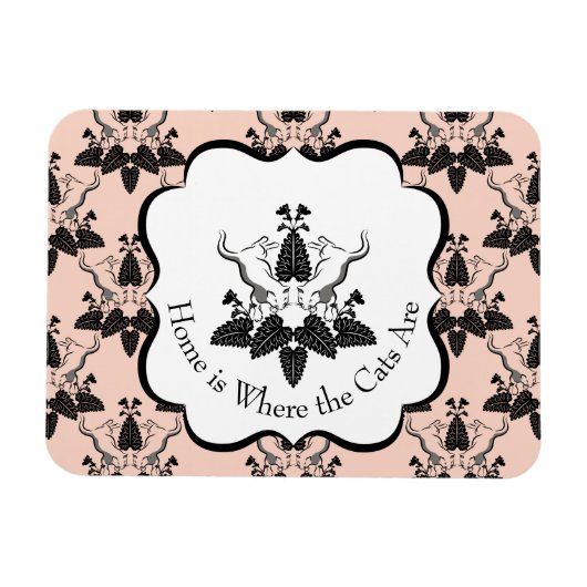 Katzen und Damasken-Muster Magnet (Horizontal)