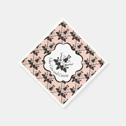 Katzen und Damasken-Muster Serviette (Ecke)