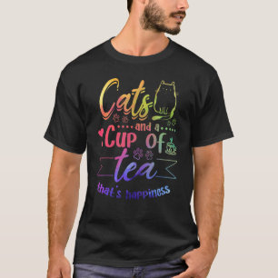 Katzen und eine Tasse Tee, die glückliche Katze is T-Shirt