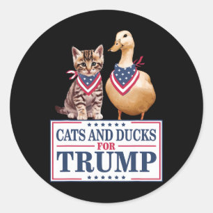 Katzen und Enten für Trump 2024 Kätzchen und Enten Runder Aufkleber