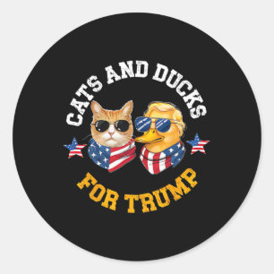 Katzen und Enten für Trump 2024 Runder Aufkleber