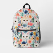 Katzen und farbige Blume nahtlos Bedruckter Rucksack (Vorderseite)