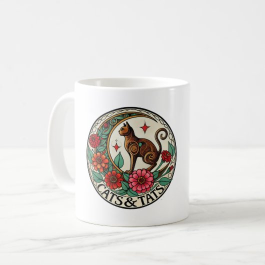 Katzen und Fette Kaffeetasse (Vorderseite Links)