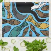 Katzen und Fische Begrüßung Teetuch ungewöhnlich Geschirrtuch (Gefaltet)