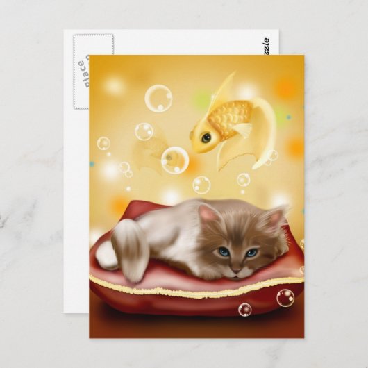 Katzen und Fische Postkarte (Vorne/Hinten)