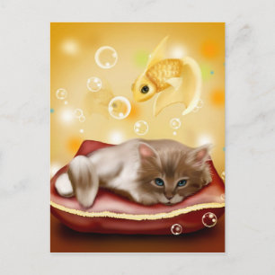 Katzen und Fische Postkarte