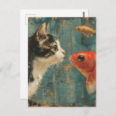 Katzen und Fische Postkarte (Vorne/Hinten)