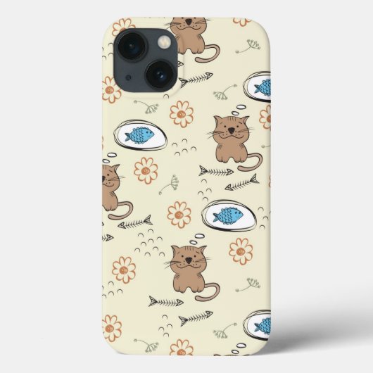 Katzen- und Fischmuster Case-Mate iPhone Hülle (Rückseite)