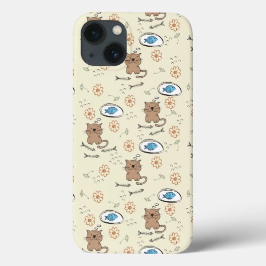 Katzen- und Fischmuster Case-Mate iPhone Hülle (Rückseite)