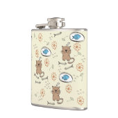 Katzen- und Fischmuster Flachmann (Links)