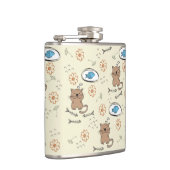 Katzen- und Fischmuster Flachmann (Rechts)