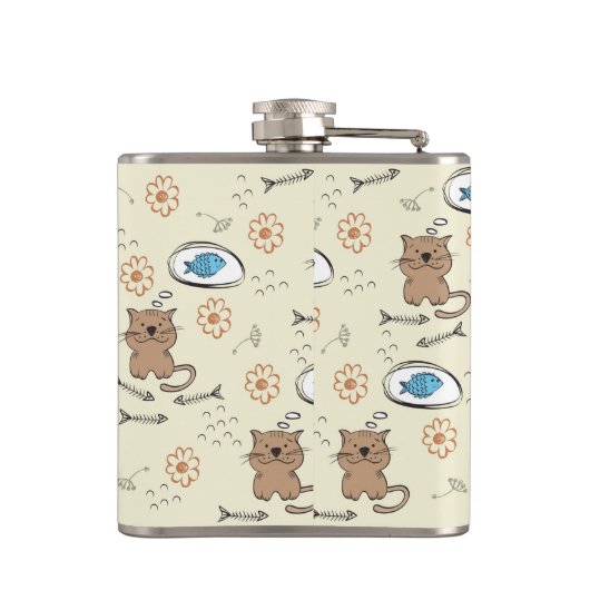 Katzen- und Fischmuster Flachmann (Rückseite)