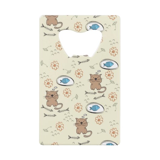 Katzen- und Fischmuster Geldkarten Flaschenöffner (Vorderseite)