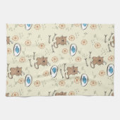 Katzen- und Fischmuster Geschirrtuch (Horizontal)