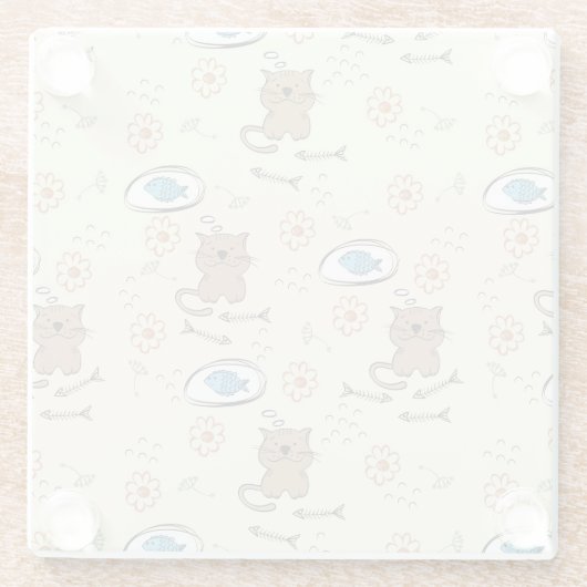 Katzen- und Fischmuster Glasuntersetzer (Rückseite)