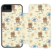 Katzen- und Fischmuster Incipio iPhone Geldbeutel-Hülle (Folio Geöffnet)